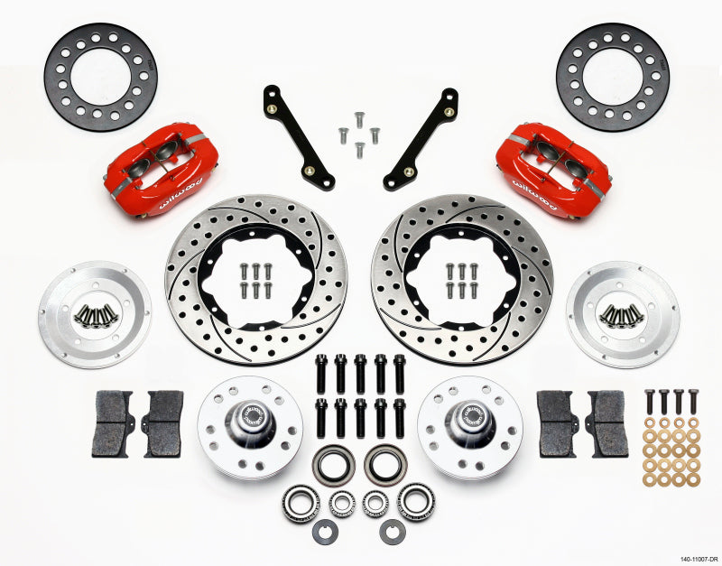 WIL Dynalite Brake Kit - Wilwood Forged Dynalite Front Kit 11.00in Drilled Red 70-78 Camaro