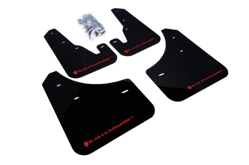 RAL UR Blk Flap/Rd Logo - Rally Armor 04-09 Mazda3/Speed3 Black UR Mud Flap w/ Red Logo