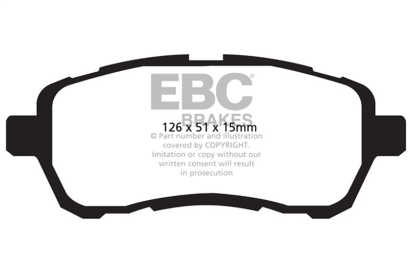 EBC Ultimax2 Brake Pad Sets - EBC 2010-2016 Mazda 2 1.5L Ultimax2 Front Brake Pads