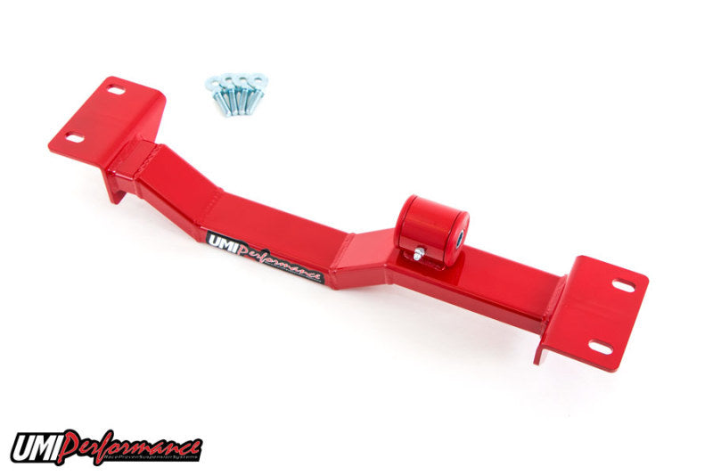 UMI Crossmember Reinforcements - UMI Performance Front Tunnel Mount Brace for UMI torque arm #2202. For long tube header set-ups.