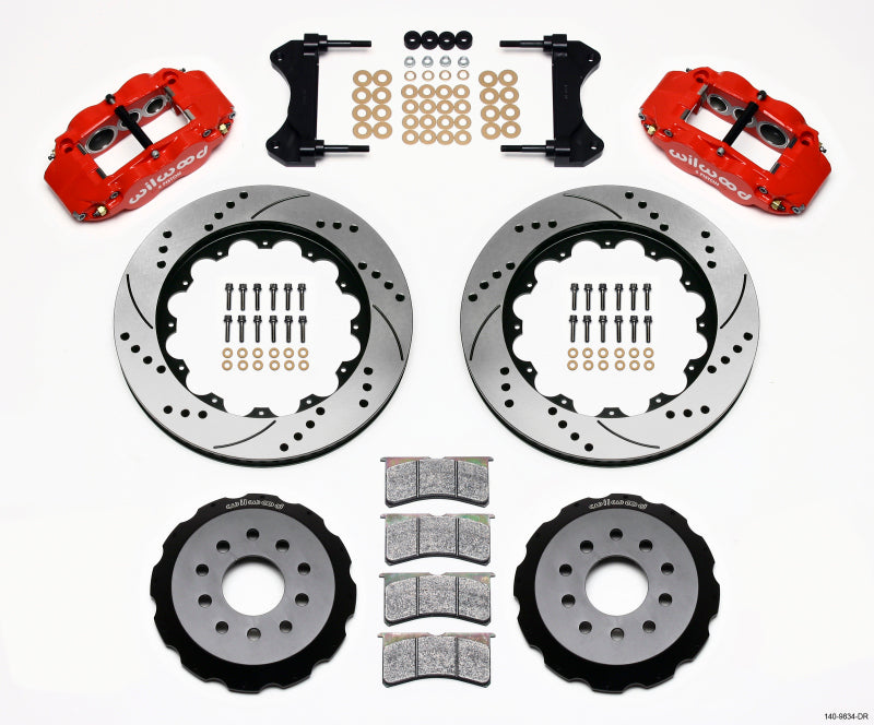 WIL Superlite Brake Kit - Wilwood Narrow Superlite 6R Front Hat Kit 14.00in Drilled Red 98-02 Camaro/Firebird