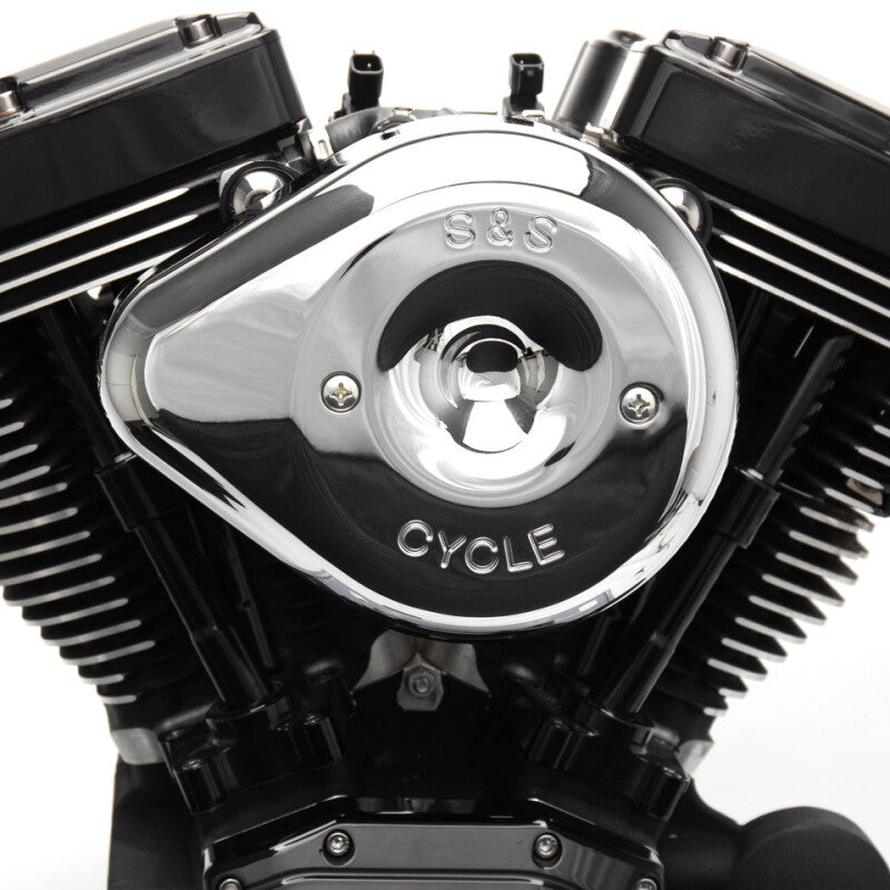 SSC Air Cleaner Kits - S&S Cycle 1999+ BT w/ Super E/G Carb Stealth Air Cleaner Kit w/ Chrome S&S Teardrop