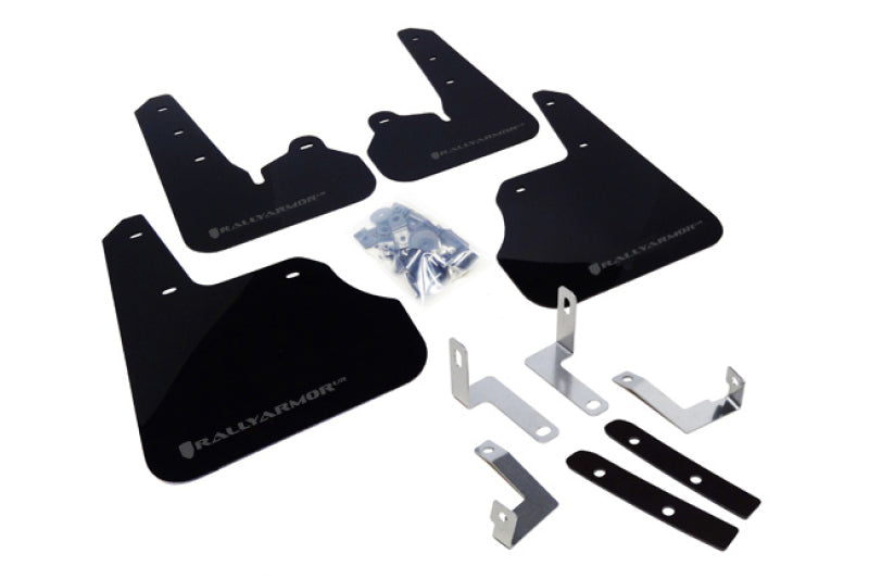 RAL UR Blk Flap/Grey Logo - Rally Armor 12-16 Subaru Impreza 4D/5D Black UR Mud Flap w/Grey Logo