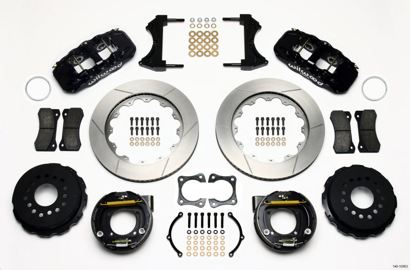 WIL Aero Brake Kit - Wilwood AERO4 Rear P-Brake Kit 14.00in 58-64 Olds/Pontiac Ends 2.81in Offset