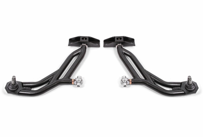 BMR Control Arms - BMR 10-14 Ford Mustang Adj. Lower A-Arms w/ Delrin/Rod End / 19mm Tall Ball Joint - Black Hammertone
