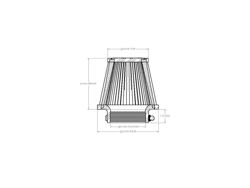 AFE Universal D2 Dura Dry Air Filter - aFe POWER Universal Clamp-On Air Filter w/ D2 Dura-Dry Media - 3-1/2in F x 6in B x 4in T x 5in H