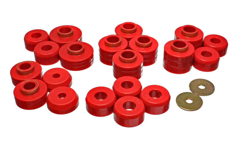 ES Body Mounts - Red - Energy Suspension 83-88 Ford Explorer/Bronco II 2WD / 84-90 Explorer/Bronco II 4WD Red Body Mount Se