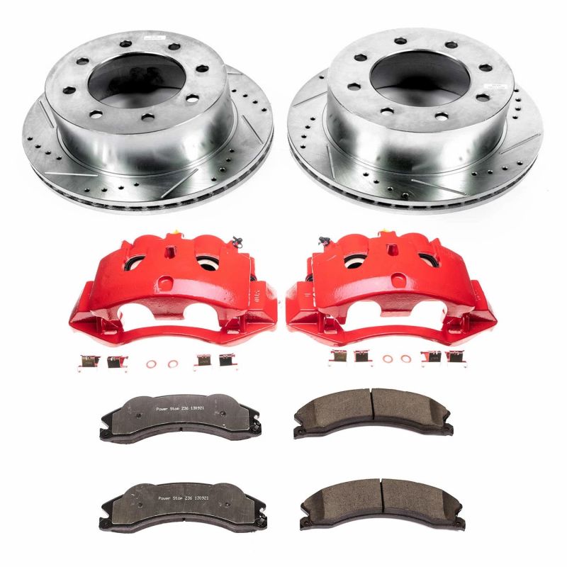 PSB Red Calipers - Power Stop 11-19 Chevrolet Silverado 3500 HD Rear Z36 Truck & Tow Kit w/Cals