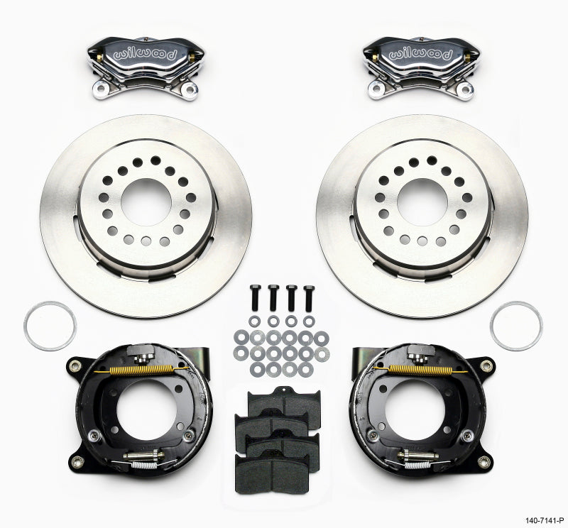 WIL Dynalite Brake Kit - Wilwood Forged Dynalite P/S Park Brake Kit Polished Chevy 12 Bolt w/ C-Clips