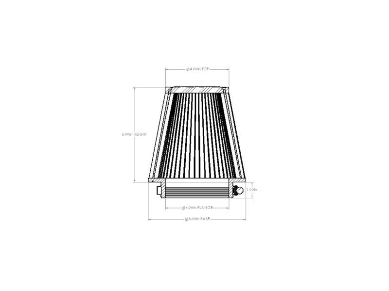 AFE Universal D2 Dura Dry Air Filter - aFe POWER Universal Clamp-On Air Filter w/ D2 Dura-Dry Media - 4in F x 6in B x 4in T x 6in H