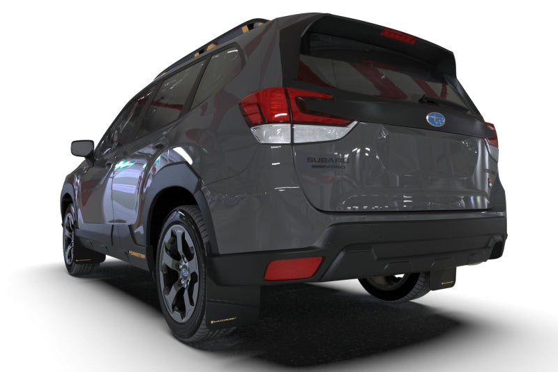 RAL UR Blk Flap/Grey Logo - Rally Armor 22-24 Subaru Forester & Wilderness Black UR Mud Flap w/Grey Logo