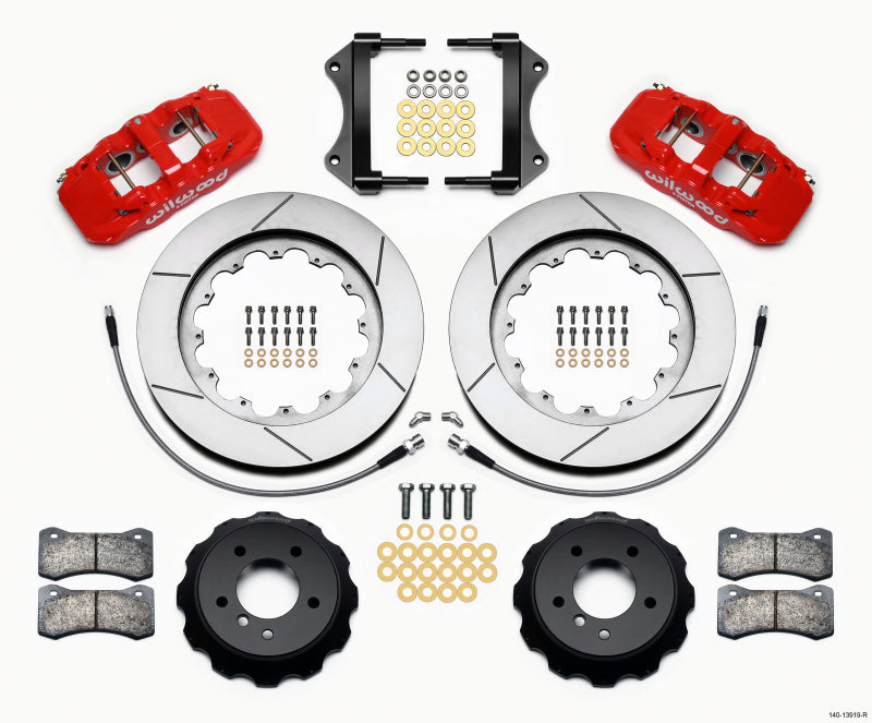 WIL Aero Brake Kit - Wilwood AERO6 Front Hat Kit 15.00 Red 2007-2011 BMW E90 Series w/Lines
