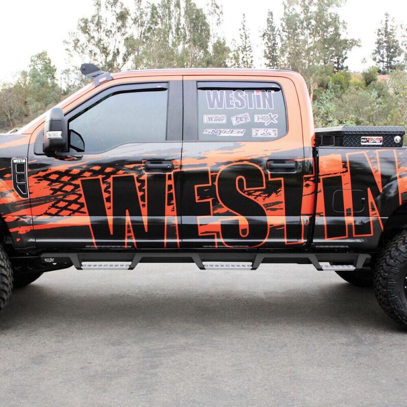 WES Nerf Bars - HDX Drop - Westin/HDX 17-18 Ford F-250/350 Crew Cab (6.75ft Bed) Stainless Drop Nerf Step Bars - Textured Black