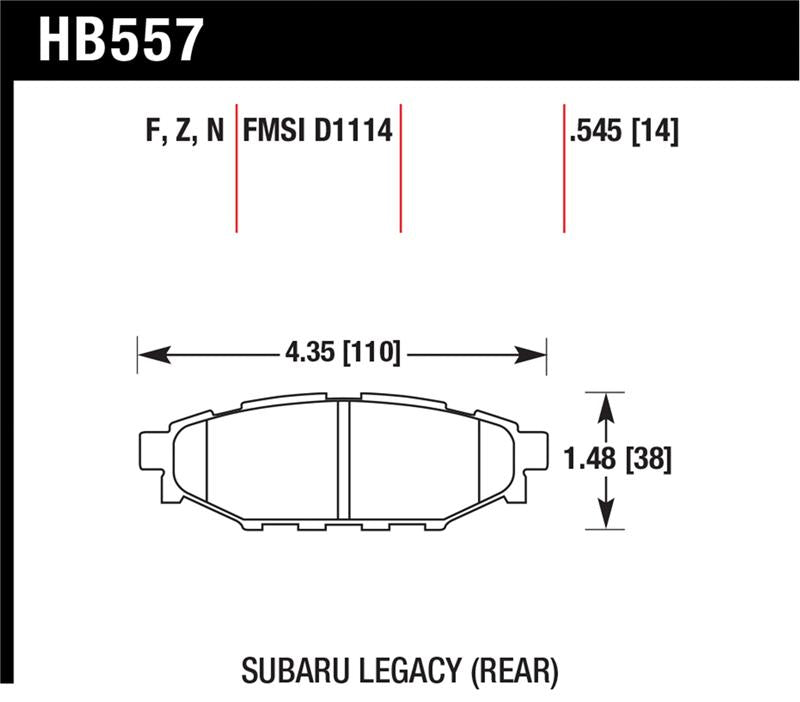 HAWK HP+ Brake Pad Sets - Hawk 08 WRX Rear HP+ Street Brake Pads