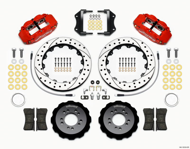 WIL Superlite Brake Kit - Wilwood Narrow Superlite 6R Front Hat Kit 12.88in Drill Red 2013-Up Ford Focus ST w/ Lines
