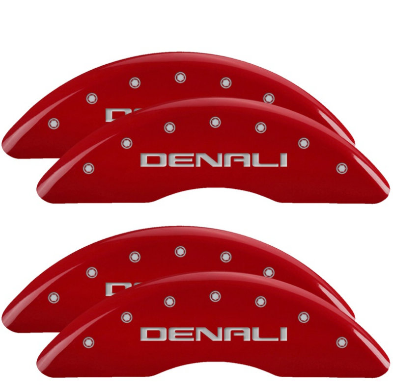MGP Caliper Covers 4 Standard - MGP 4 Caliper Covers Engraved Front & Rear Red Finish Silver Characters for 20-22 GMC Sierra 2500HD