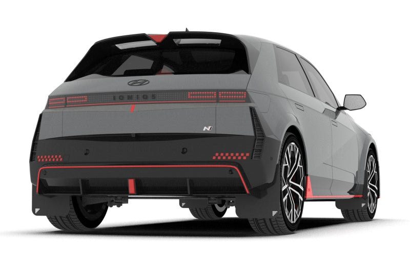 RAL Classic Blk Flap/Silv Logo - Rally Armor 2025 Hyundai Ioniq 5 N Black UR Mud Flap Silver Battery Logo