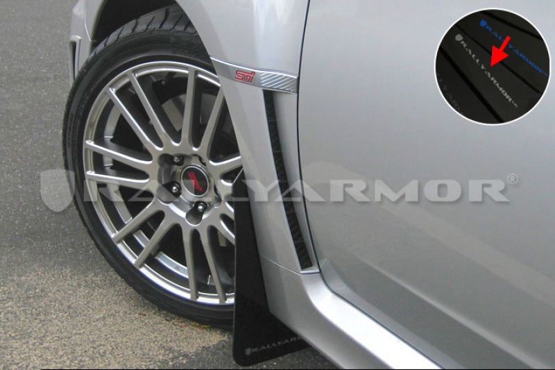 RAL Classic Blk Flap/Silv Logo - Rally Armor 11-14 Subaru WRX/STI (Sedan Only) Black UR Mud Flap w/Silver Logo