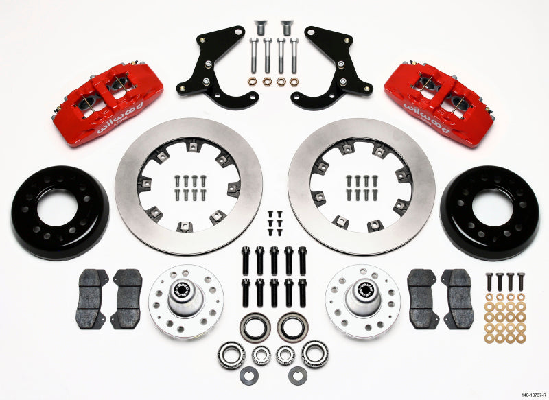 WIL Dynapro Brake Kit - Wilwood Dynapro 6 Front Hub Kit 12.19in Red 55-57 Chevy