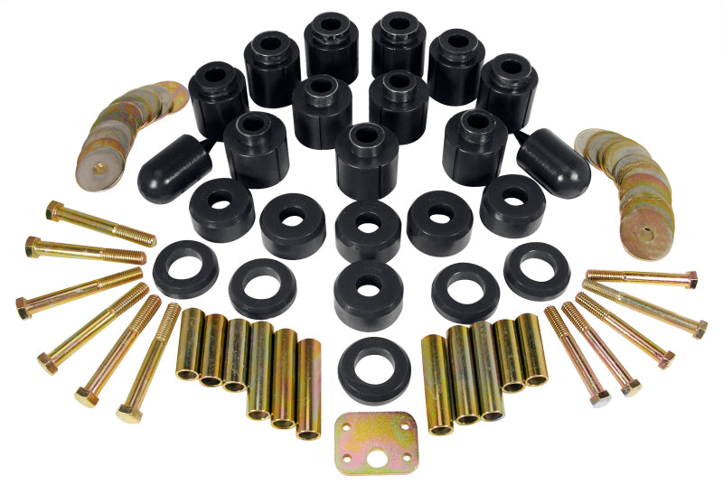 PRO Body/Subframe Bush - Blk - Prothane 97-01 Jeep TJ 1in Lift Body Mount Kit - Black