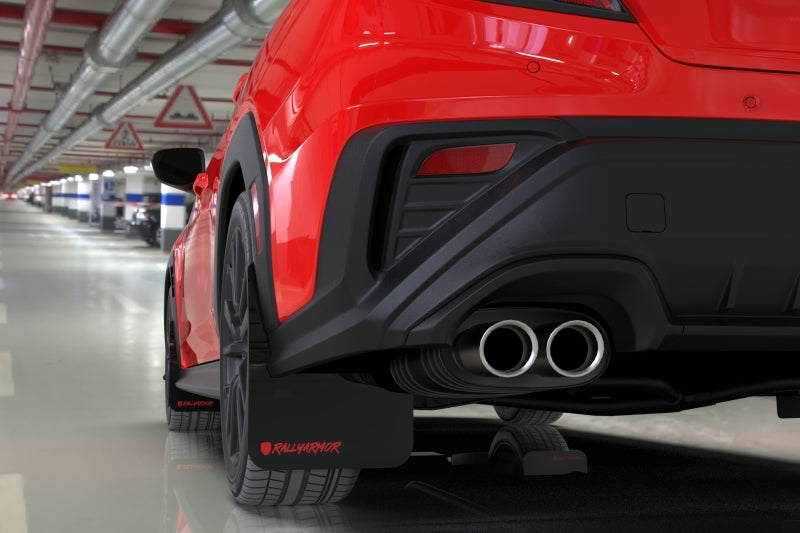 RAL UR Blk Flap/Rd Logo - Rally Armor 22-25 Subaru WRX Black UR Mud Flap Altered Font Red Logo