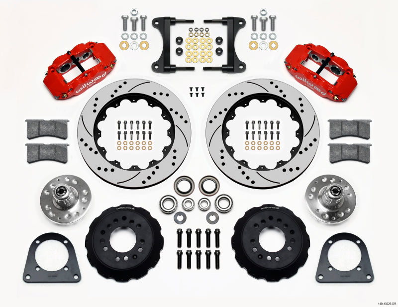 WIL Superlite Brake Kit - Wilwood Narrow Superlite 6R Front Hub Kit 14.00in Drill Red TCI-IFS 71-78 (Pinto Based)