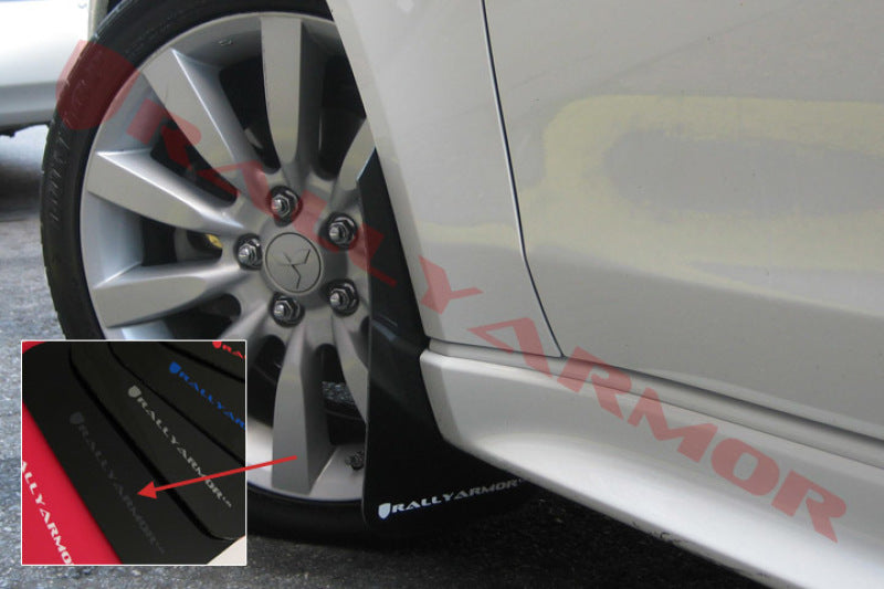 RAL UR Blk Flap/Grey Logo - Rally Armor 07-17 Mitsubishi Lancer Black UR Mud Flap w/ Grey Logo
