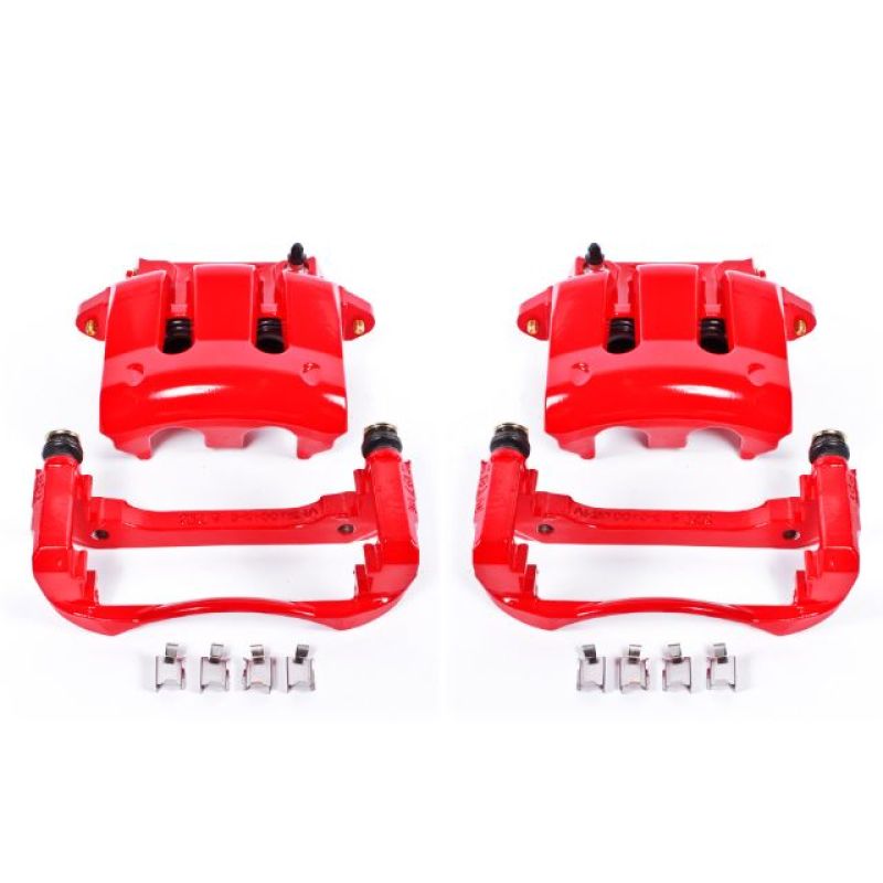 PSB Red Calipers - Power Stop 05-10 Ford Mustang Front Red Calipers w/Brackets - Pair