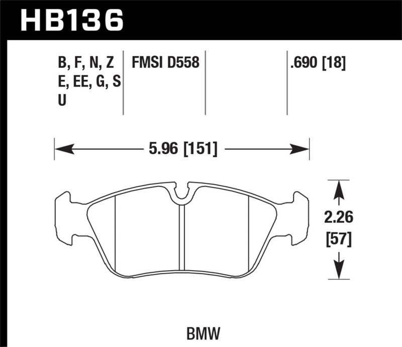 HAWK ER-1 Brake Pad Sets - Hawk 92-98 BMW 318i 1.8L Sedan Front ER-1 Brake Pads