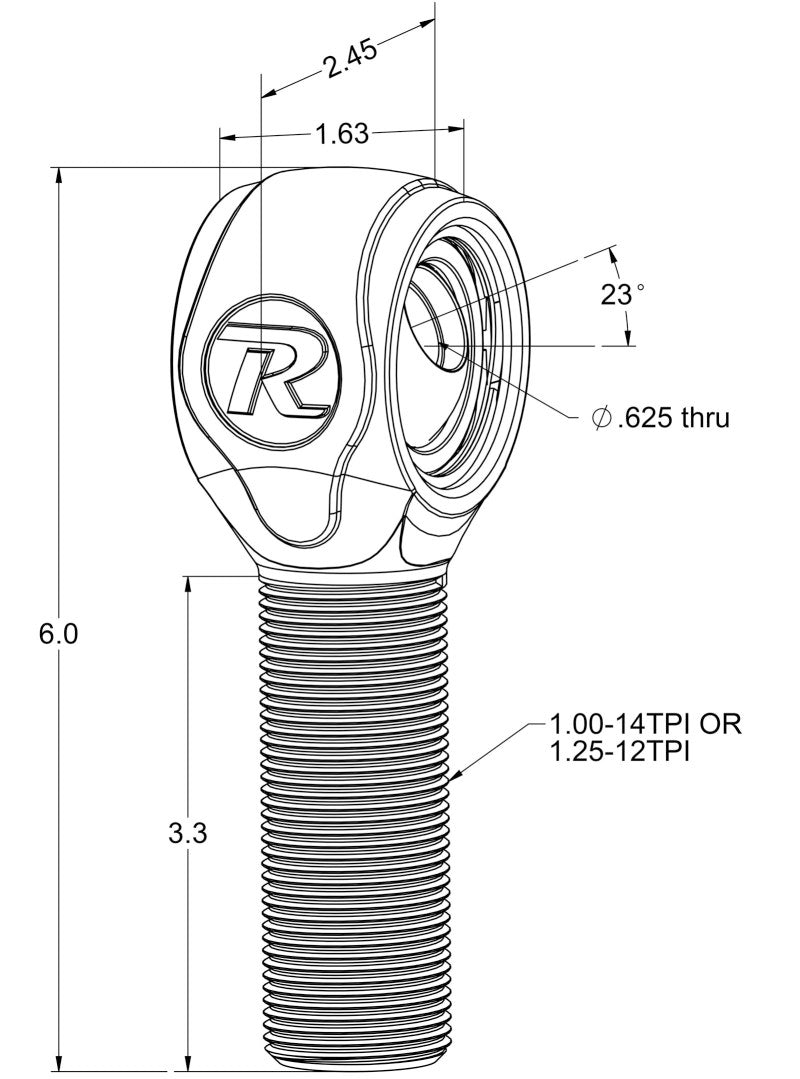 RID R-Joints - Ridetech R-Joint XL Rod End with 1in-14 Right Hand Thread