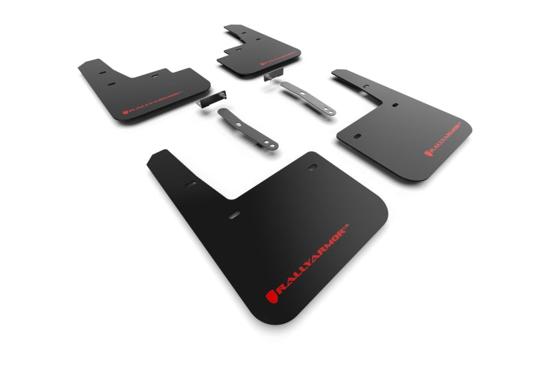RAL UR Blk Flap/Rd Logo - Rally Armor 22-23 Hyundai Kona N Black UR Mud Flap w/Red Logo