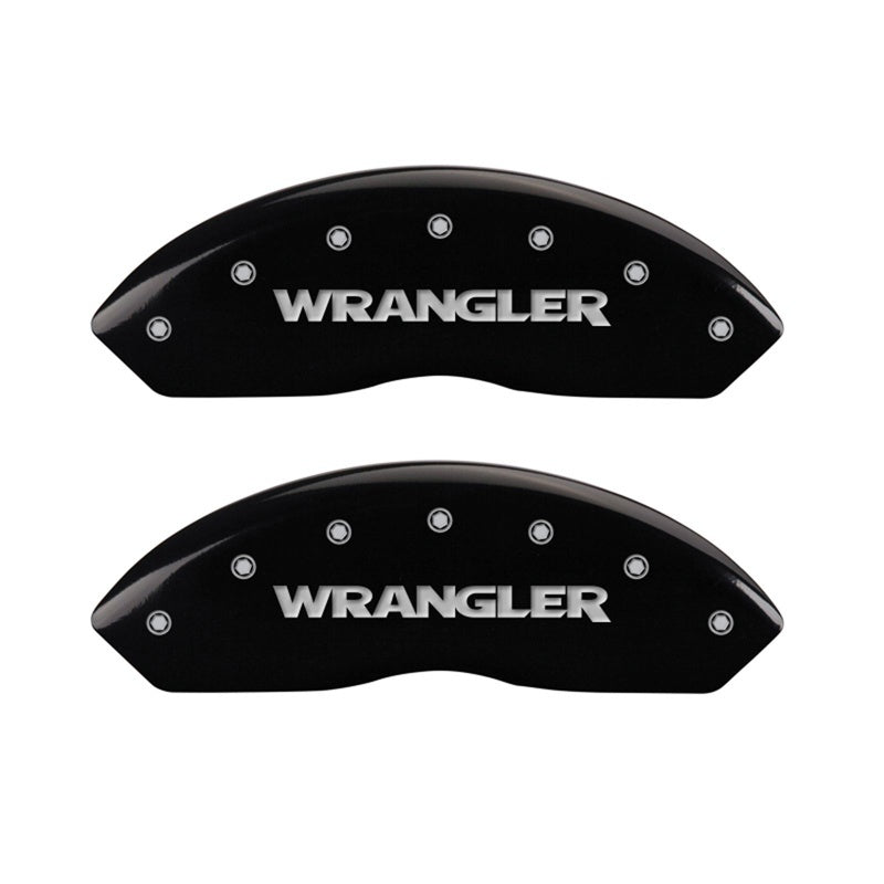 MGP Caliper Covers 2 Logo - MGP Front set 2 Caliper Covers Engraved Front WRANGLER Black finish silver ch