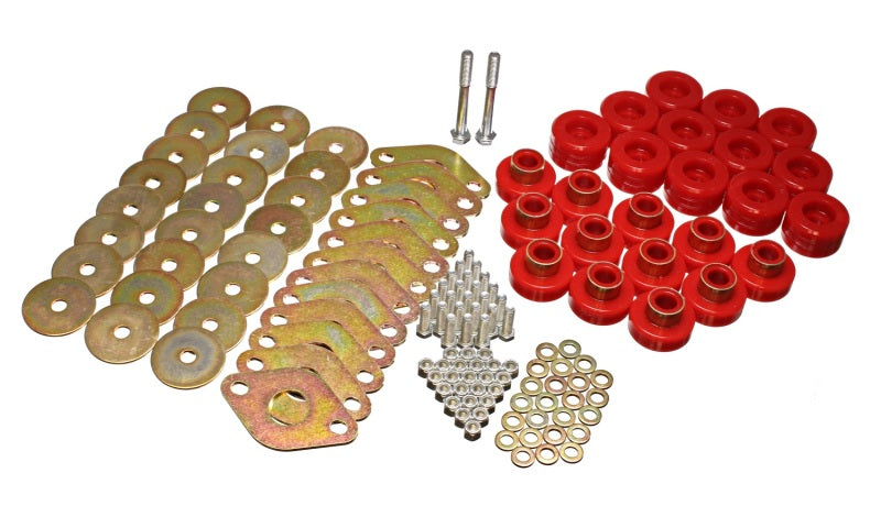 ES Body Mounts - Red - Energy Suspension Body Mount Set W/Hardware - Red