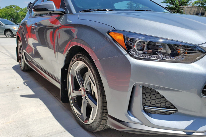 RAL UR Red Flap/Wht Logo - Rally Armor 19-21 Hyundai Veloster Turbo/2.0/R-Spec Red UR Mud Flap w/White Logo