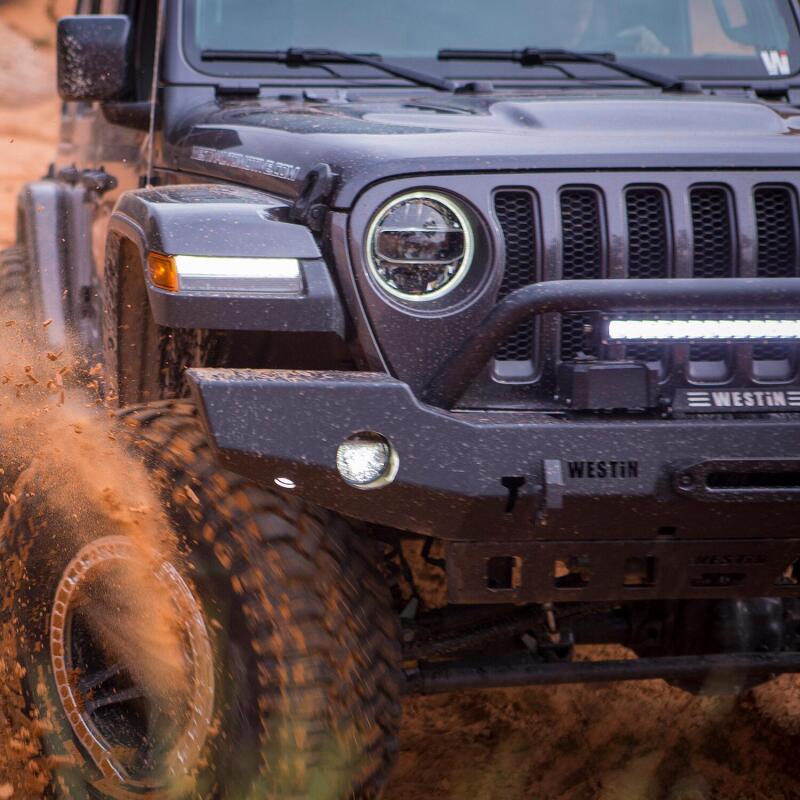 WES WJ2 Bumpers - Westin 18-19 Jeep Wrangler JL WJ2 Full Width Front Bumper w/Bull Bar Textured Black