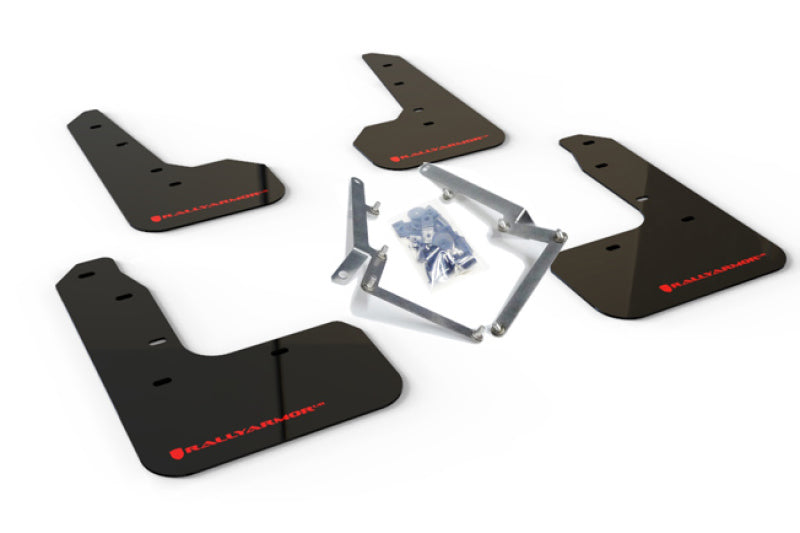 RAL UR Blk Flap/Rd Logo - Rally Armor 17-19 Honda Civic Sport/Sport Touring Black UR Mud Flap w/Red Logo