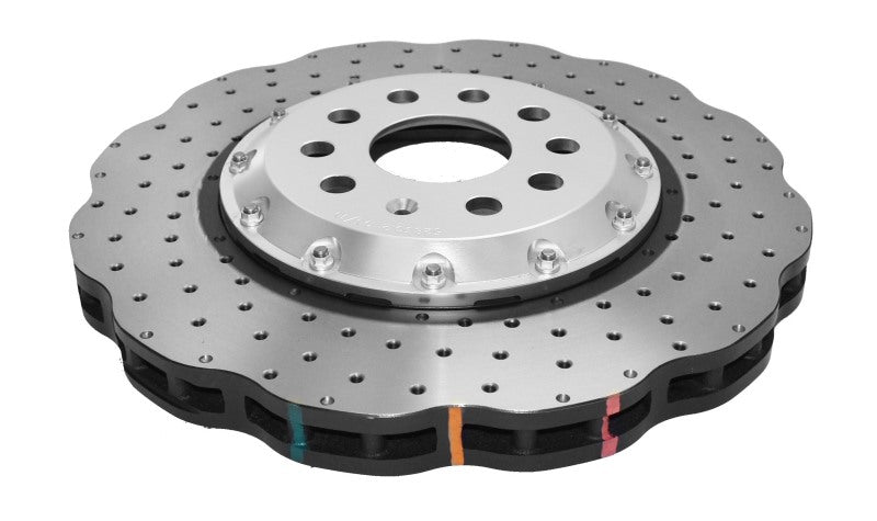 DBA 5000 Series Drilled Rotors - DBA 15-20 Volkswagen Golf R 3.6L Front 5000 Series Cross Drilled Rotor w/Silver Hat