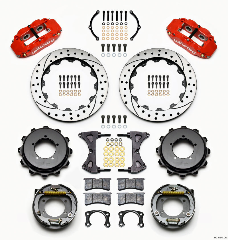 WIL Superlite Brake Kit - Wilwood Narrow Superlite 4R Rear Kit 12.88in Red Speedway Eng Floater w/ New Style End