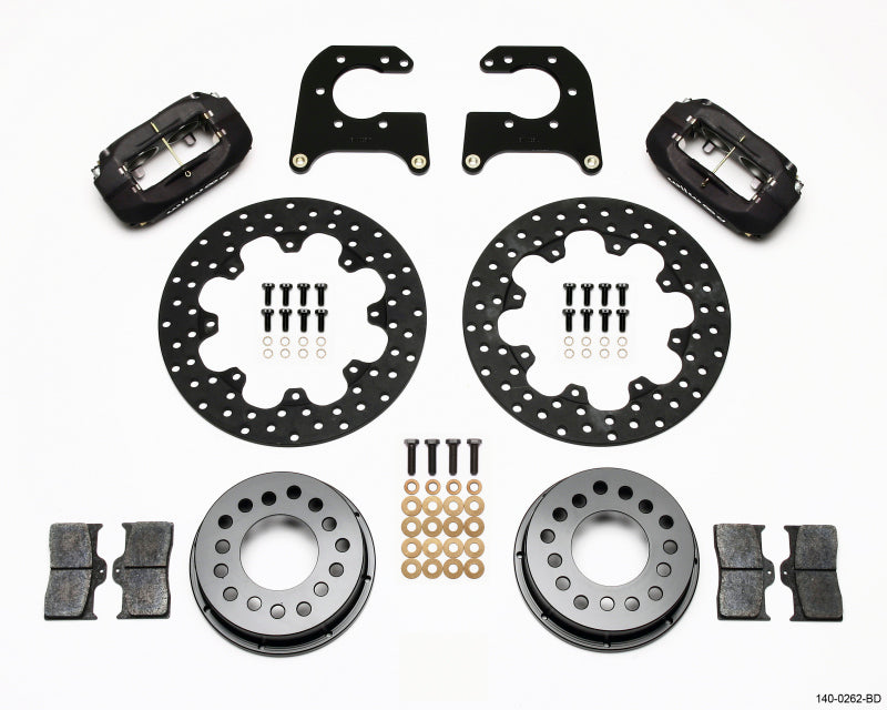 WIL Dynalite Brake Kit - Wilwood Forged Dynalite Rear Drag Kit Drilled Rotor Small Ford 2.66in Offset
