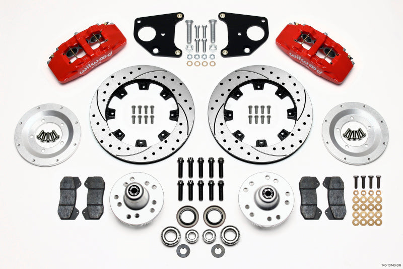 WIL Dynapro Brake Kit - Wilwood Dynapro 6 Front Hub Kit 12.19in Drilled Red 62-72 CDP B & E Body-Drum