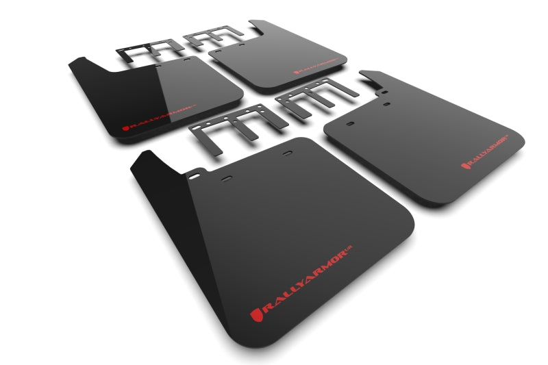 RAL UR Blk Flap/Rd Logo - Rally Armor 19-25 GMC Sierra 1500 AT4 Black UR Mud Flap w/ Red Logo