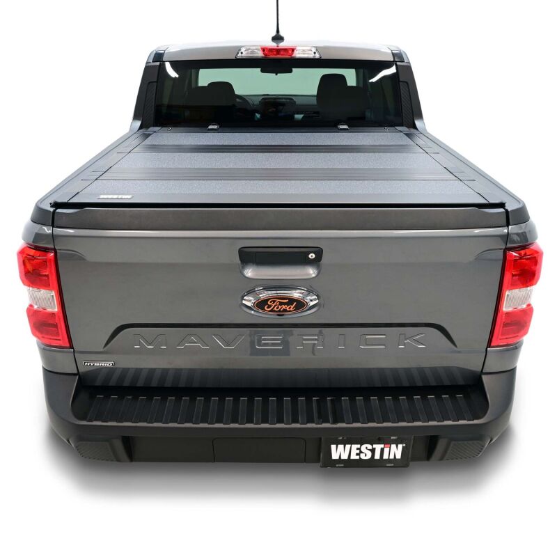 WES Hard Tri-Fold Tonneau Covers - Westin 22-26 Ford Maverick 4WD 4ft. 6in. Bed Hard Tri-Fold Tonneau Cover - Black