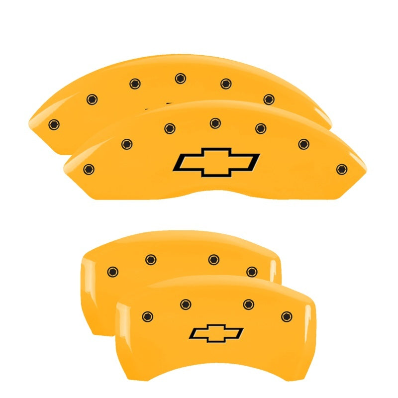 MGP Caliper Covers 4 Logo - MGP 4 Caliper Covers Engraved Front & Rear Bowtie Yellow finish black ch