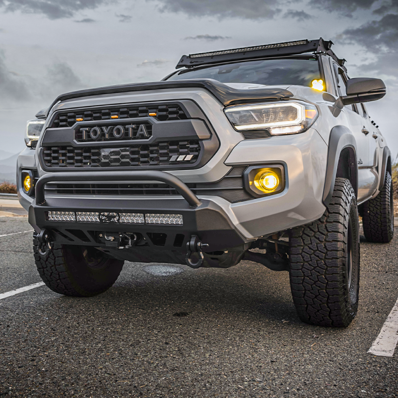 CAL Stealth Bumper - Cali Raised 16-23 Toyota Tacoma Stealth Bumper - Bull Bar / 32In Led Bar Combo W/ Small Switch
