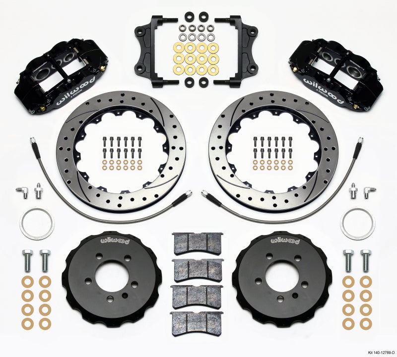 WIL Superlite Brake Kit - Wilwood Narrow Superlite 6R Front Hat Kit 12.88in Drilled 06-12 Volkswagen GTI w/ Lines