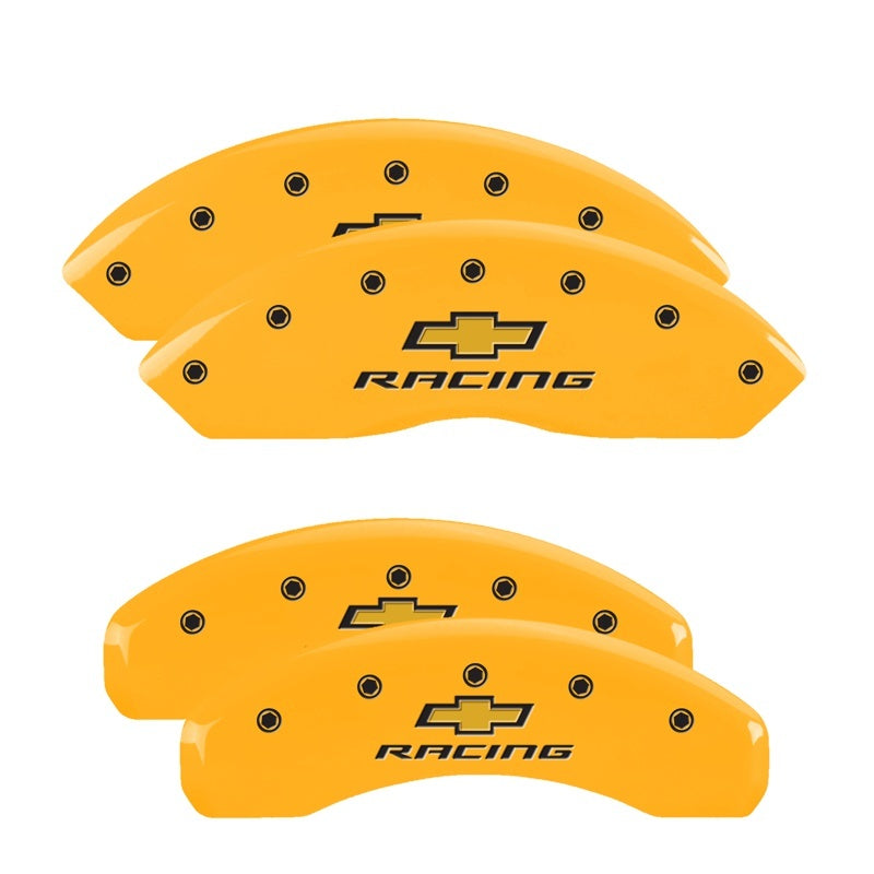 MGP Caliper Covers 4 Logo - MGP 4 Caliper Covers Engraved F & R Chevy Racing Yellow Finish Black Char 2017 Chevrolet Camaro