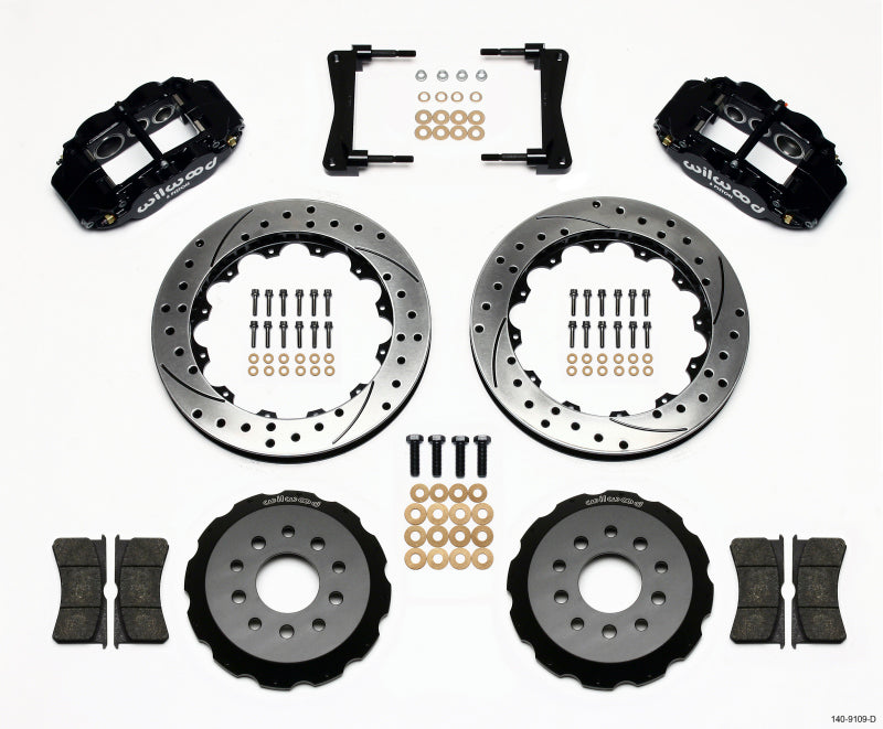 WIL Superlite Brake Kit - Wilwood Narrow Superlite 6R Front Hat Kit 13.06in Drilled 2005-2014 Mustang