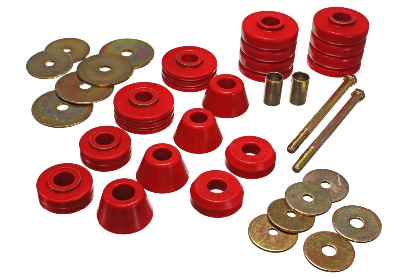 ES Body Mounts - Red - Energy Suspension 67-72 GM 3/4 Ton C-20/C2500 / 1 Ton C-30/C3500 2WD Red Body(cab) Mount Set