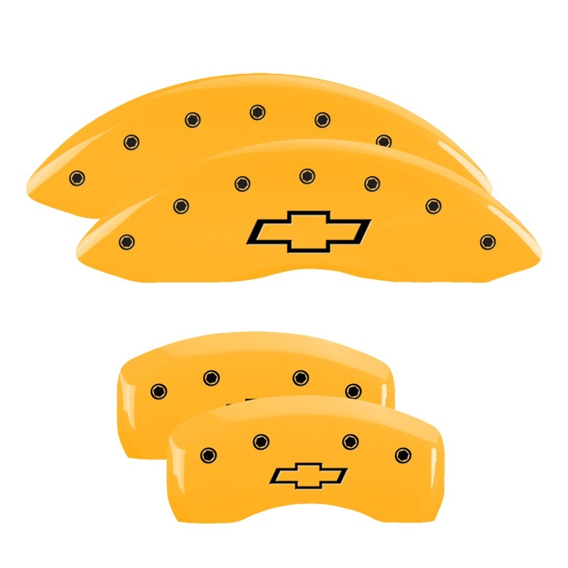 MGP Caliper Covers 4 Logo - MGP 4 Caliper Covers Engraved Front & Rear Bowtie Yellow Finish Black Char 2008 Chevrolet Impala