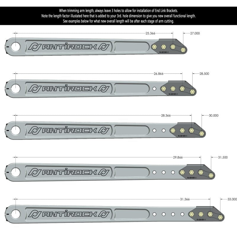 ROK Antirock Sway Bars - RockJock Billet Aluminum Antirock Pre-Runner Sway Bar Arms (33.67in OAL 35 spline) w/ Hardware